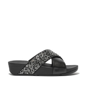 FitFlop Lulu Crystal-Mix Metallic Cross Slides