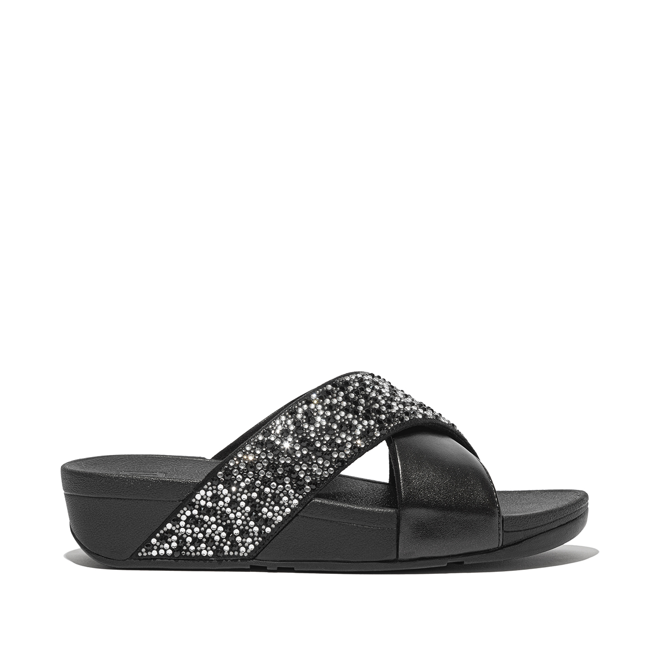 FitFlop Lulu Crystal-Mix Metallic Cross Slides 1 FitFlop Lulu Crystal-Mix Metallic Cross Slides