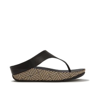 FitFlop Lulu Lux Graphic-Weave Leather Toe-Post Sandals