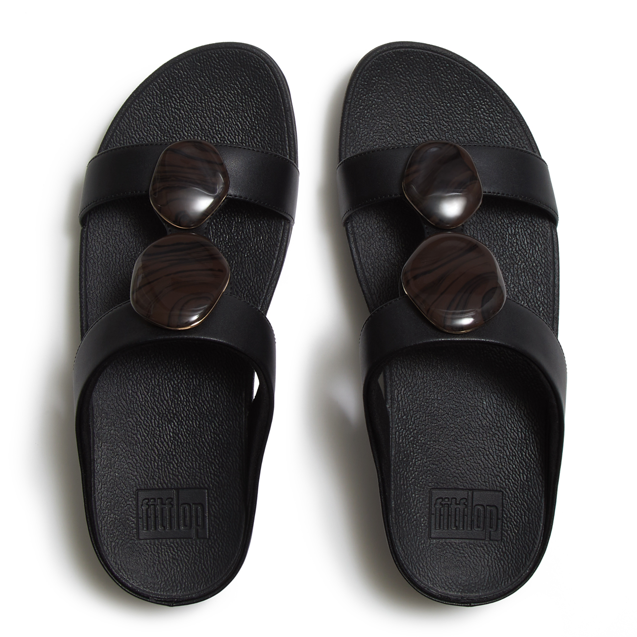 FitFlop Fino Marbled-Stone H-Bar Slides 2 FitFlop Fino Marbled-Stone H-Bar Slides - Afbeelding 2